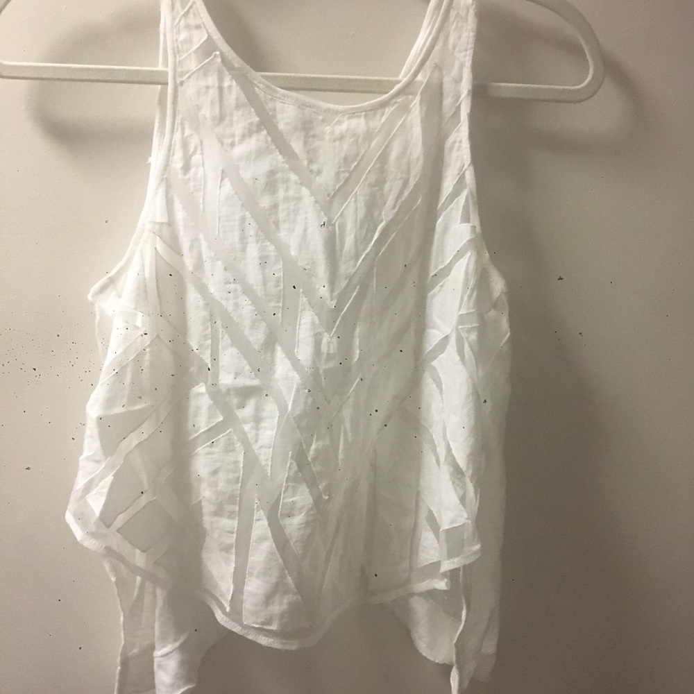 White cropped free people tank